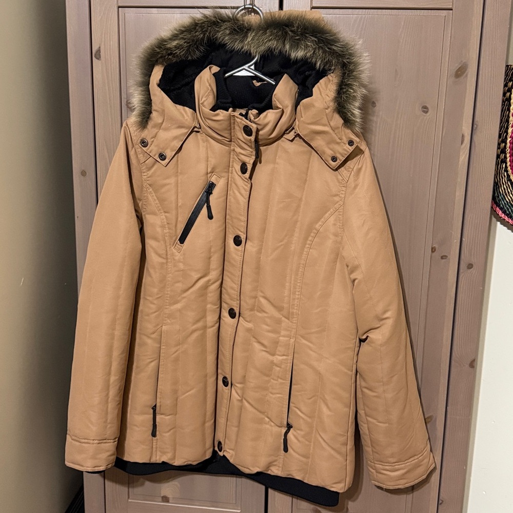 ⭐️ VINTAGE Sawyer Of Napa Down Puffer Parka Genuine Fur Trim Hood
